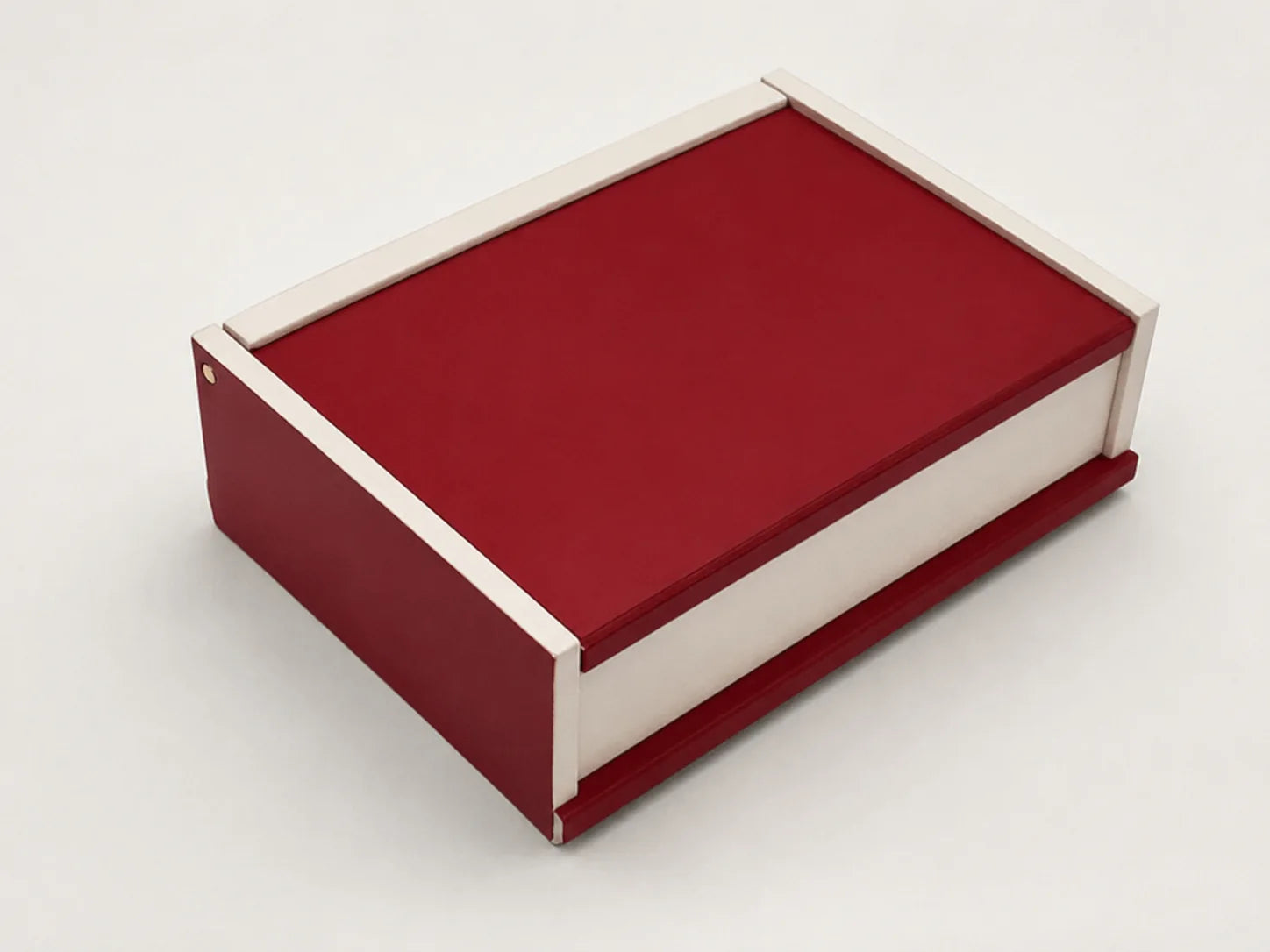 School Colors Edition handcrafted wooden keepsake box in crimson and cream.