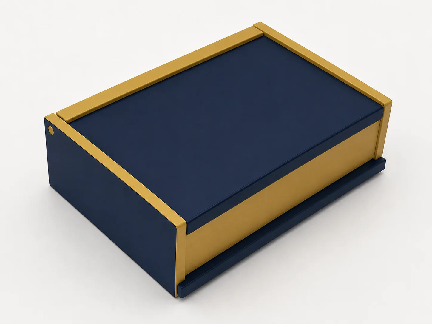 Handcrafted keepsake box in official blue and gold school colors.